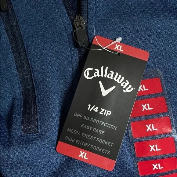 NWT Callaway 1/4 Zip Navy Pullover w/ Media Pocket UPF Peacoat - Size XL NWT - Picture 6 of 7
